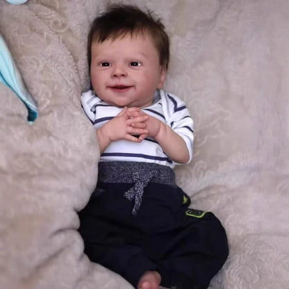 19 Zoll lebensechte offene Augen kurze Haare weicher Körper Reborn Puppe-Sebastian