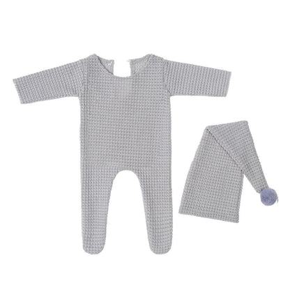 Gestrickter Einteiler mit langer Mütze 2-teiliges Set für Puppen von 45-50 cm