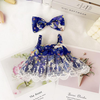 Wunderschönes Spitzenkleid mit Blumenmuster und Haarreif 2-teiliges Set für 30cm Puppen