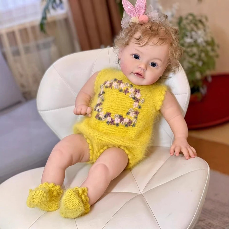 Julia 24 Zoll Rebornpuppe mit offenen Augen und blonden Haaren - Suesue