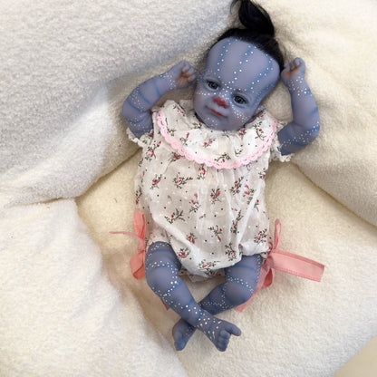 18 Zoll Reborn Avatar Baby mit offenen Augen und Blumen Outfit