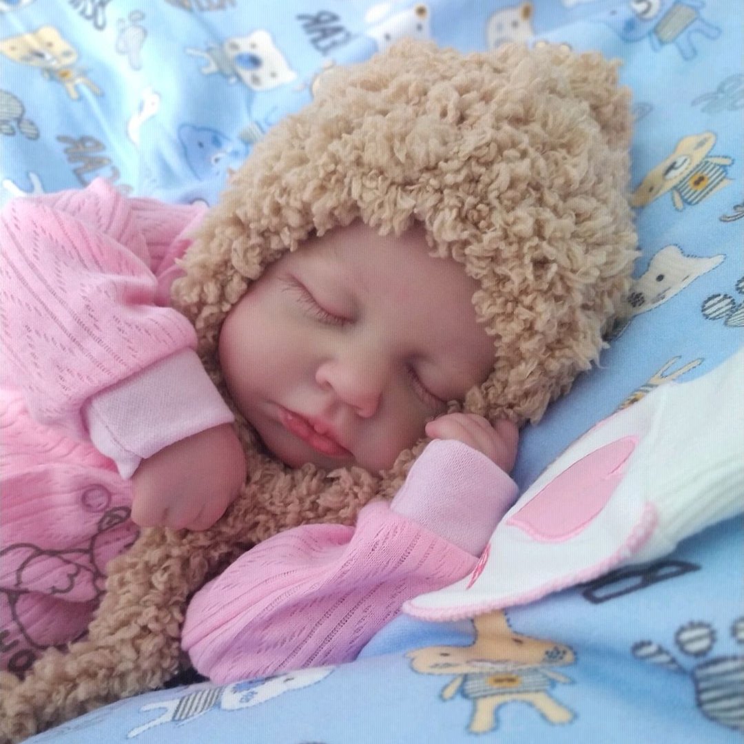 20 Zoll Reborn-Puppe mit geschlossenen Augen in rosa Kleidung - Loulou