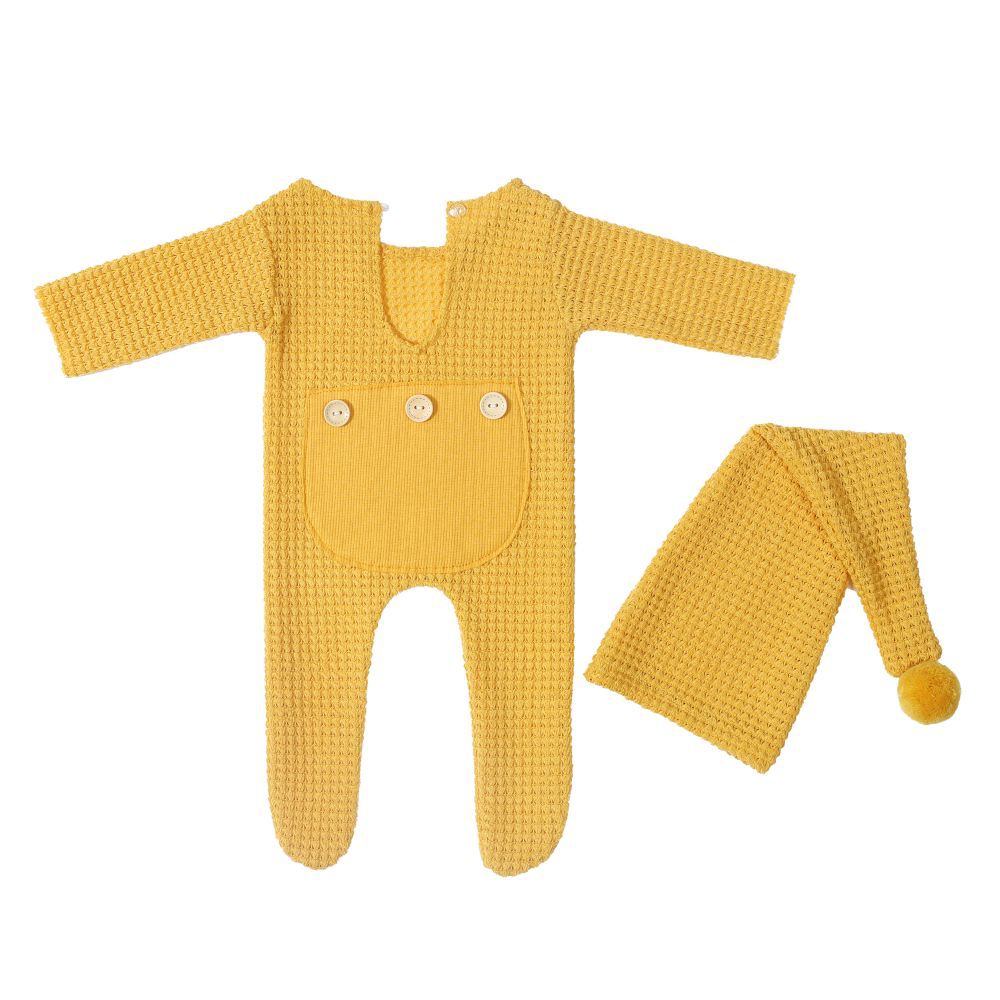Gestrickter Einteiler mit langer Mütze 2-teiliges Set für Puppen von 45-50 cm