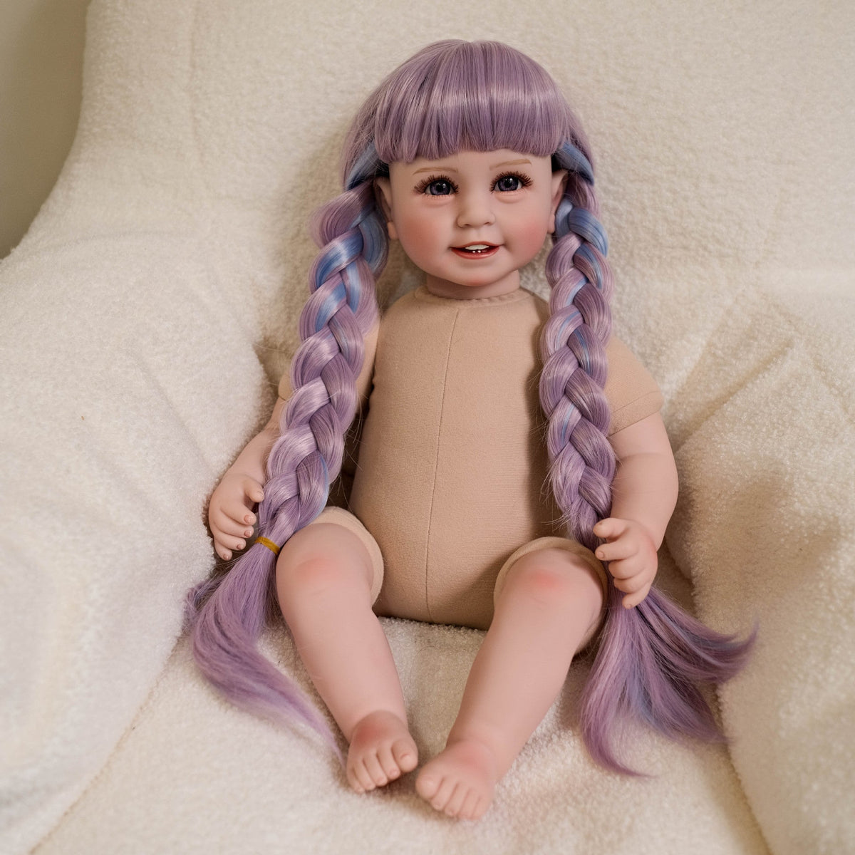 22 Zoll offene Augen lange bunte Zopf Reborn Puppe Mädchen