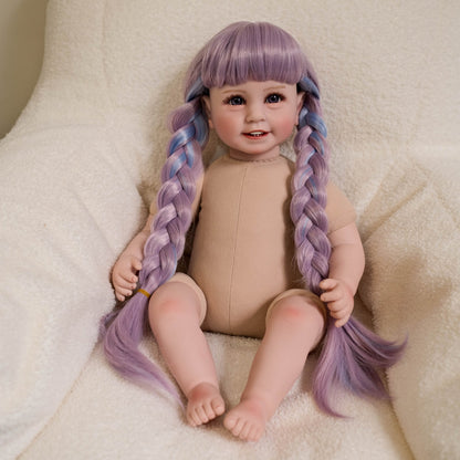 22 Zoll offene Augen lange bunte Zopf Reborn Puppe Mädchen