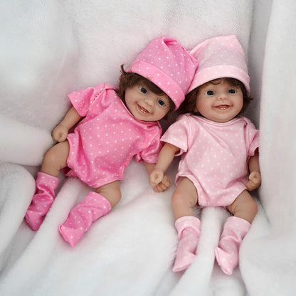 6 zoll/15cm Offenen Augen Mini Volle Silikon Reborn Puppe Zwillinge