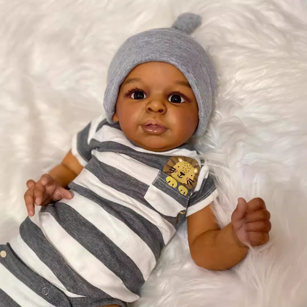 Clara 23 Zoll realistische afroamerikanische Rebornpuppen mit offenen Augen - Jaylan