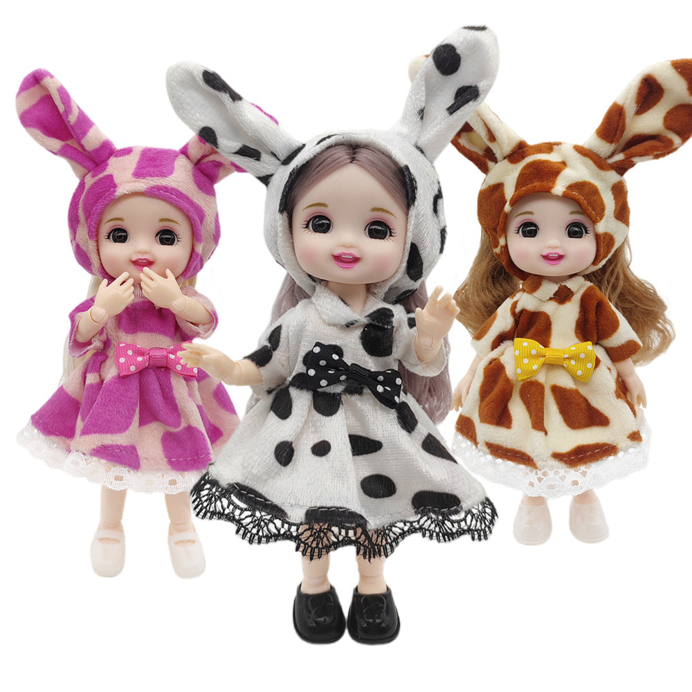 Cartoon-Kleid und Stirnband für 6 Zoll (15 cm) Mini Reborn Puppen