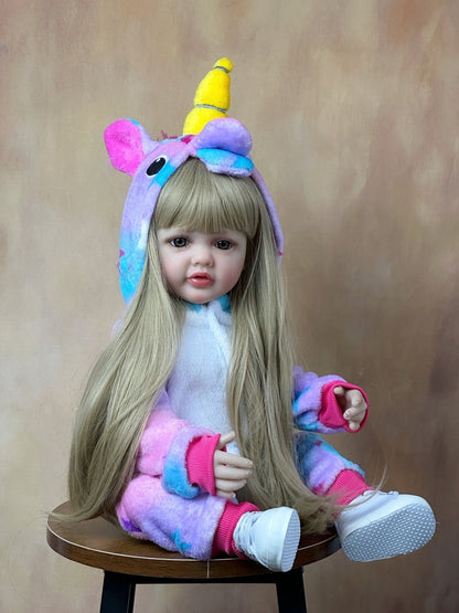 22 Zoll offene Augen lange blonde Haare Reborn Puppe Mädchen - Betty