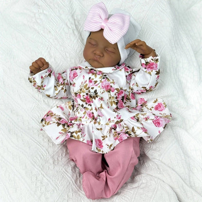 45cm Elsie Geschlossene Augen Dunkle Haut Weichen Körper Reborn Babypuppe Levi