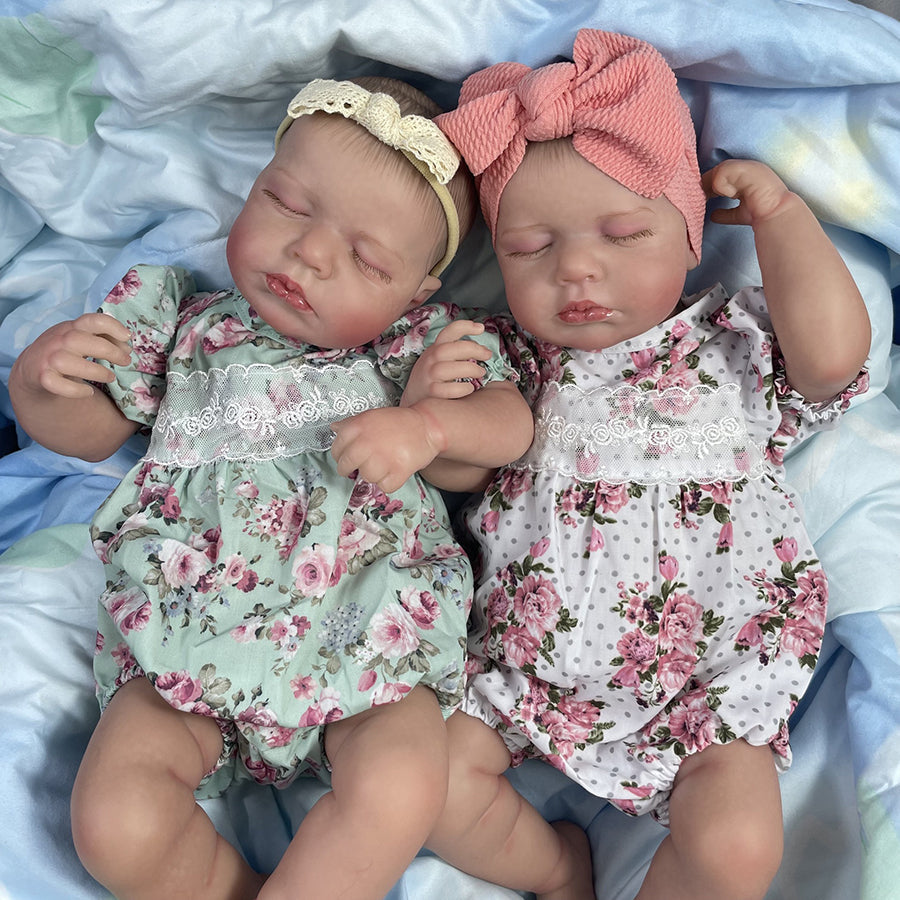 20'' lebensechte Lynn und Alan Reborn Puppen Zwillingsmädchen-Loulou