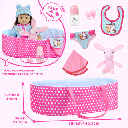 Gepunktetes Tuch, Tragetasche und Zubehör für 16-18 Zoll Puppen