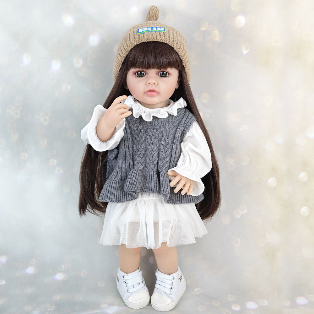 22 Zoll offene Augen lange Haare Reborn Baby Mädchen -Betty