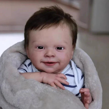 19 Zoll lebensechte offene Augen kurze Haare weicher Körper Reborn Puppe-Sebastian