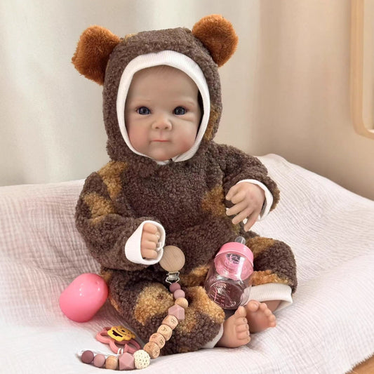 50cm offene Augen weicher Körper kuscheliges Reborn Babypuppe im Plüsch-Bodysuit - Bettie