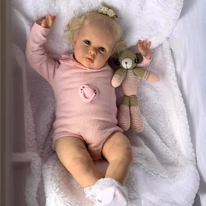 60 cm Queena Realistische offene Augen blonde Haare Reborn Puppe Lottie