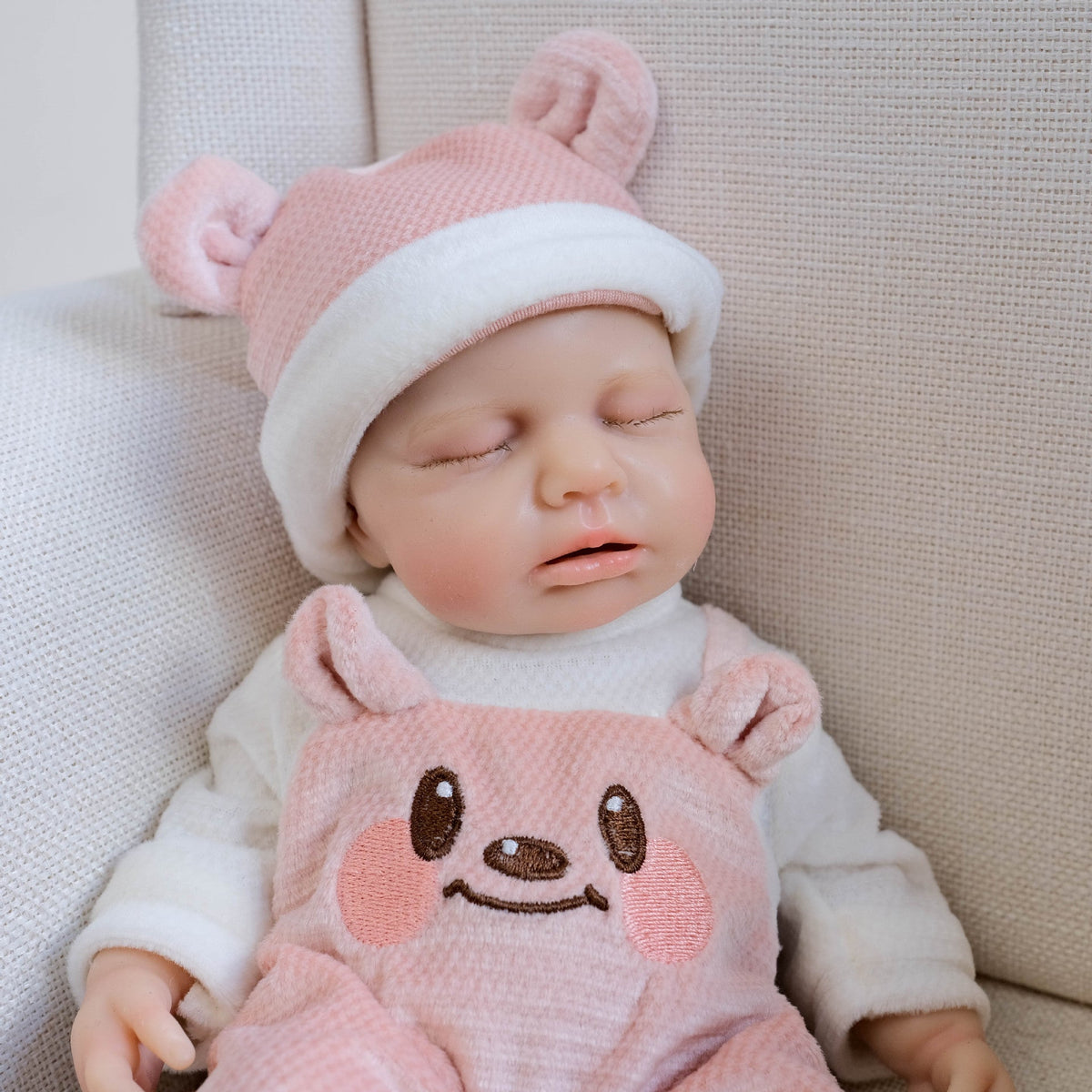 30 cm lebensechte Silikon Reborn Puppe Mädchen Loulou mit geschlossenen Augen und zu öffnendem Mund