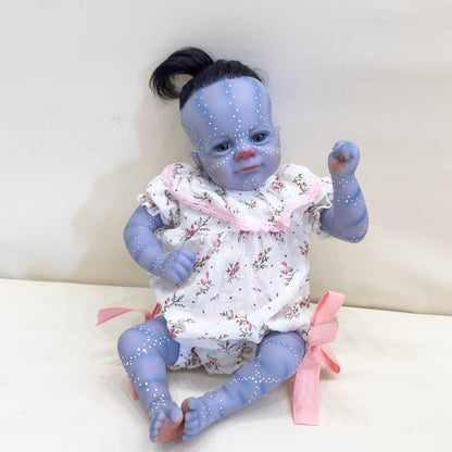 18 Zoll Reborn Avatar Baby mit offenen Augen und Blumen Outfit