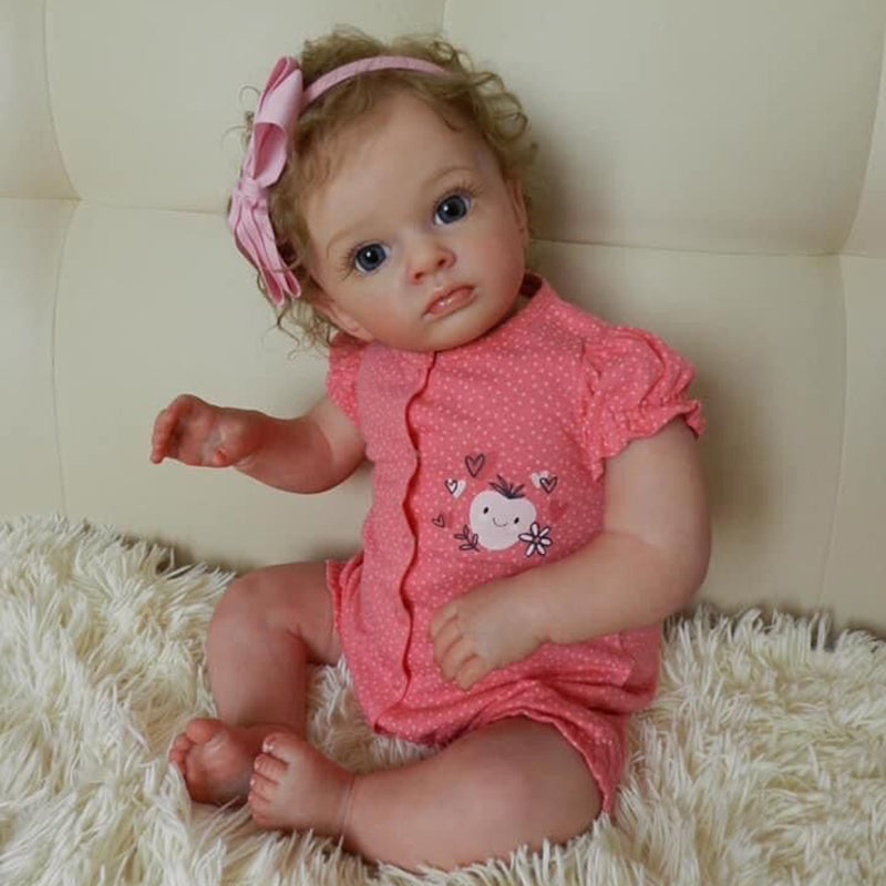 24 Zoll Renee Reborn babypuppen mit blondem Haar und offenen Augen