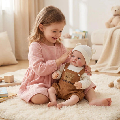 48 cm Loulou Reborn Puppen mit blauen Augen in Braunbär Outfits