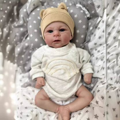 19 Zoll offene Augen weicher Körper Reborn Baby in grauer Kleidung - Elijah