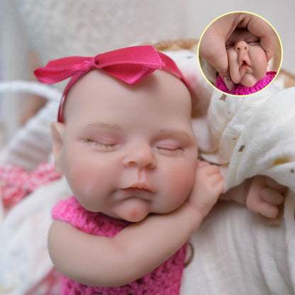 30 cm weiches Vollsilikon-Reborn-Babymädchen mit geschlossenen Augen Pfirsichfarben