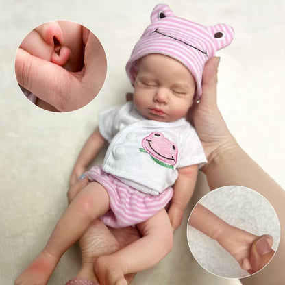 30 cm lebensechte weiche Vollsilikon-Reborn-Puppe Loulou schlafendes Mädchen