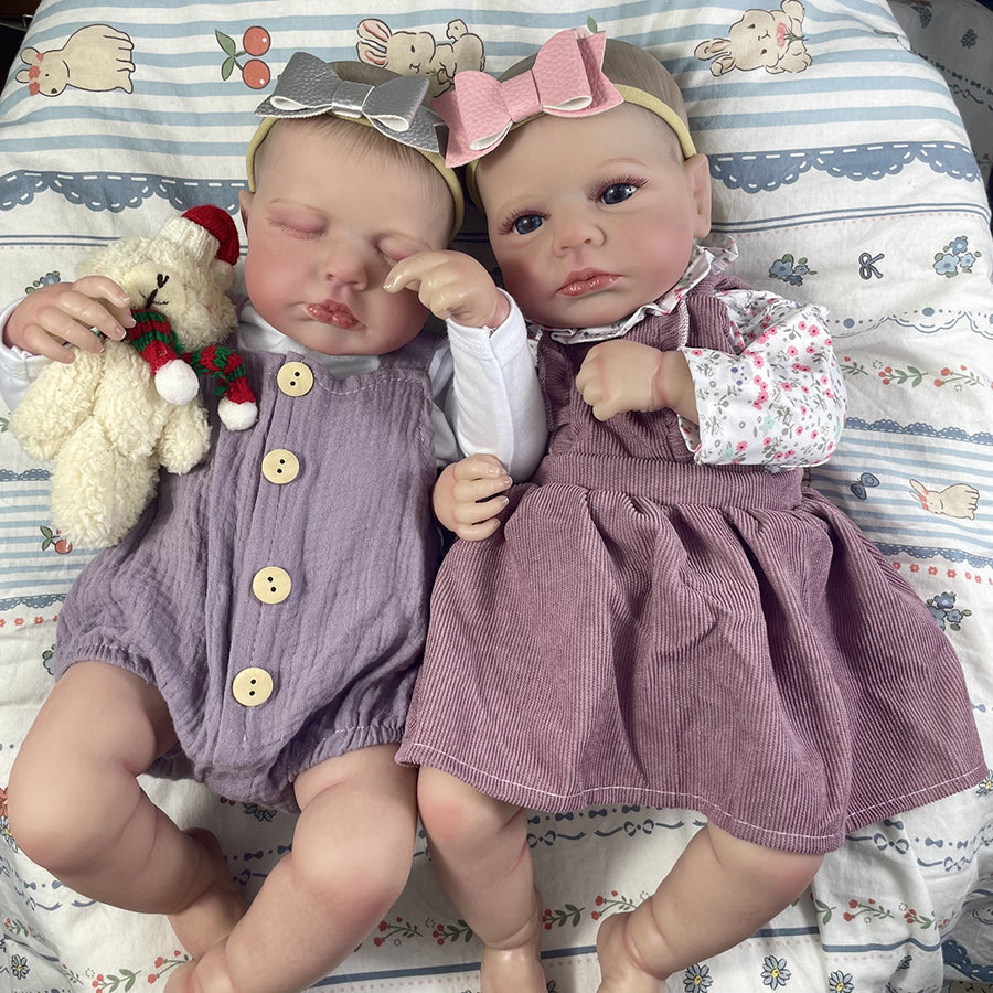 20 Zoll lebensechte Reborn-Puppe Zwillinge Schwestern-Loulou