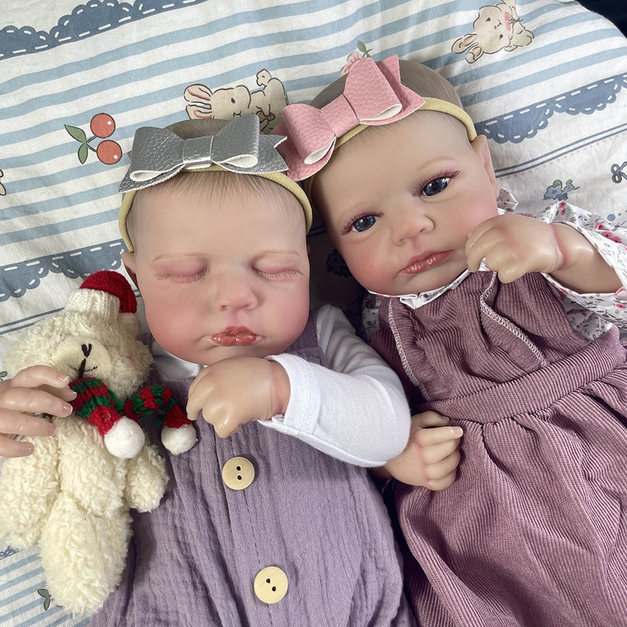 20 Zoll lebensechte Reborn-Puppe Zwillinge Schwestern-Loulou