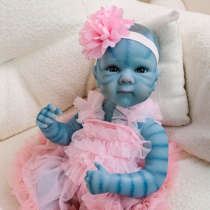 18 Zoll Bettie Reborn Avatar-Puppe mit offenen Augen im rosa Kleid