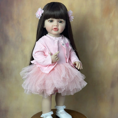 22 Zoll langes Haar Reborn Puppe Mädchen im rosa Kleid-Betty