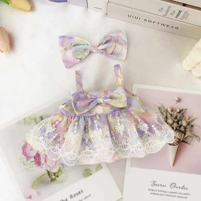 Wunderschönes Spitzenkleid mit Blumenmuster und Haarreif 2-teiliges Set für 30cm Puppen