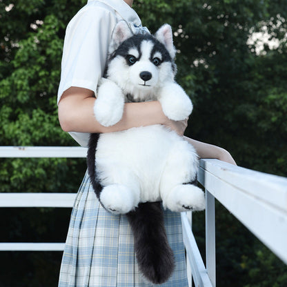 Entzückender handgemachter lebensechter Plüsch-Husky-Welpen-Rucksack