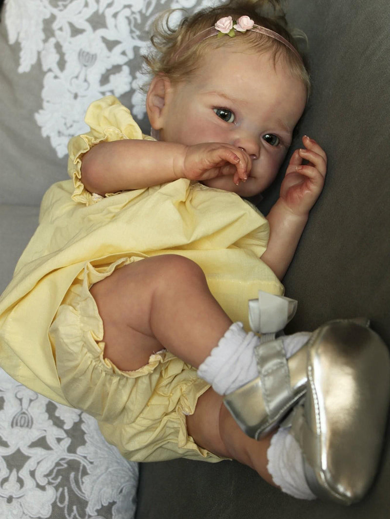 24 Zoll Darcy Augen auf lebensechte Reborn Puppe mit Haaren