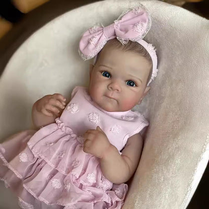 45 cm Reborn Puppe mit offenen Augen Zwillingsschwestern im Kleid-Bettie
