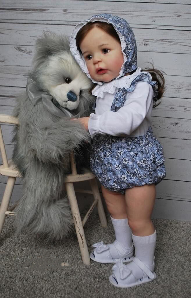 24 Zoll Reborn Babypuppen mit offenen Augen und braunem Haar-Sandie