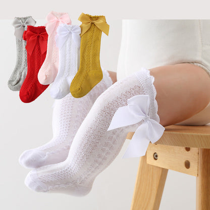 Knielange Kindersocken mit Schleife