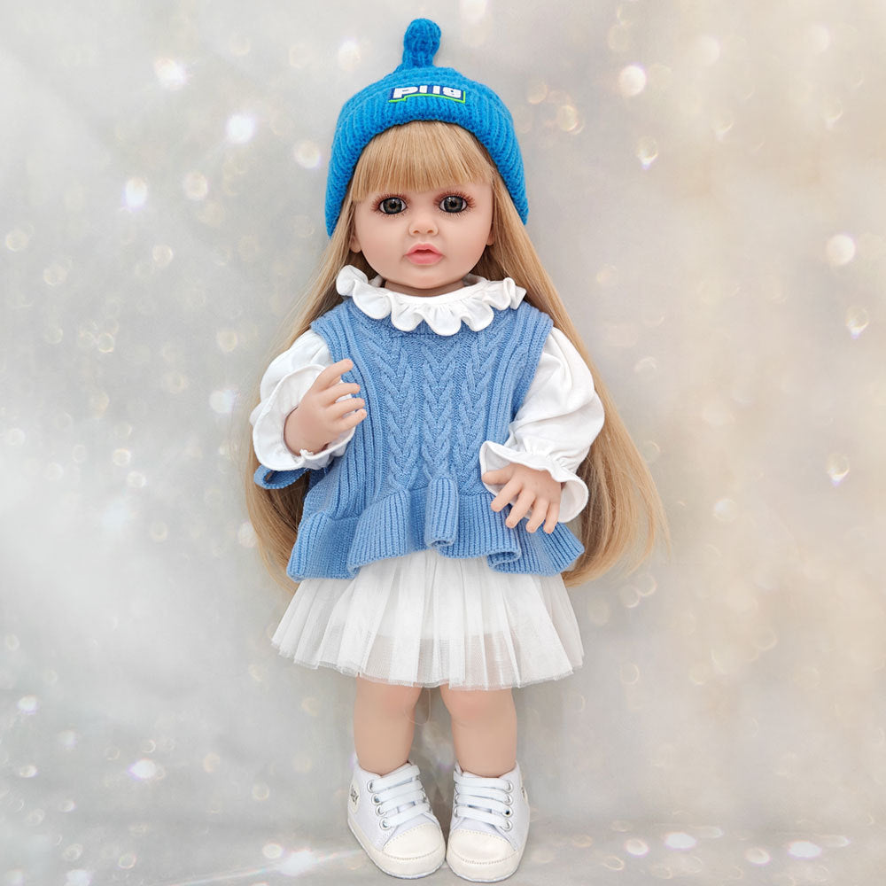 22 Zoll offene Augen lange Haare Reborn Baby Mädchen -Betty