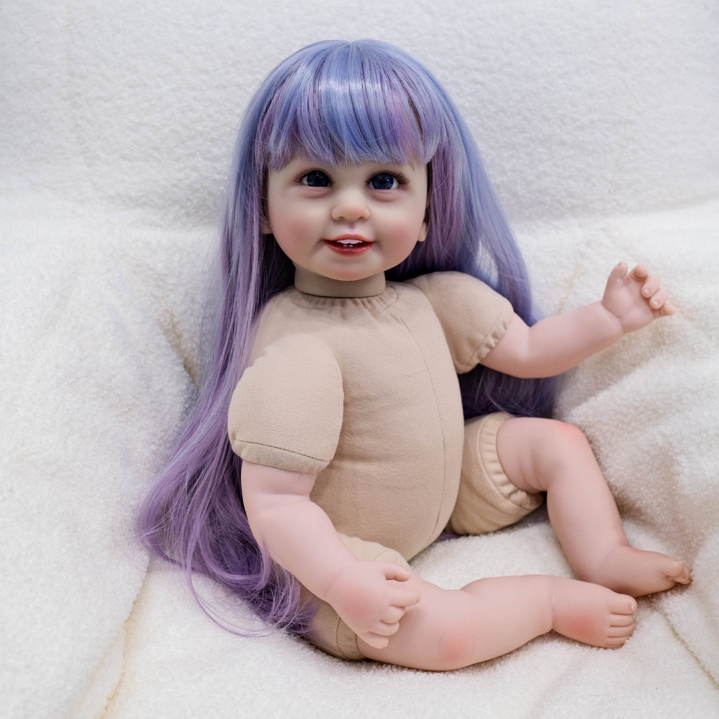 22 Zoll offene Augen lange bunte Haare Reborn Puppe Mädchen