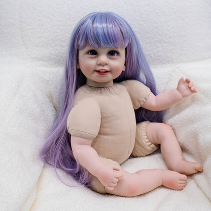 22 Zoll offene Augen lange bunte Haare Reborn Puppe Mädchen