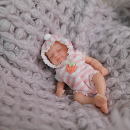 6 Zoll Mini-Silikon-Reborn-Puppe Mädchen mit geschlossenen Augen - Pascale