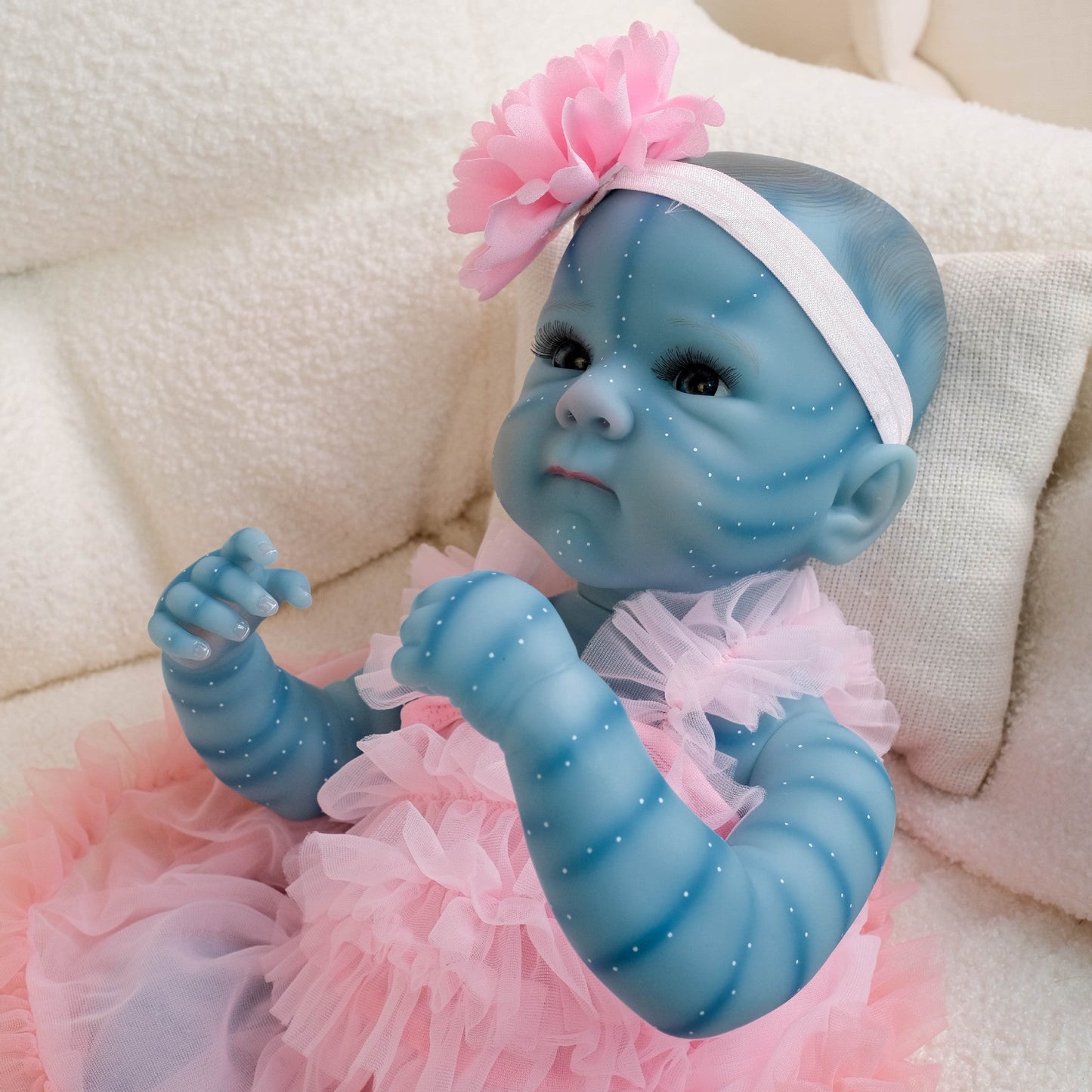 18 Zoll Bettie Reborn Avatar-Puppe mit offenen Augen im rosa Kleid