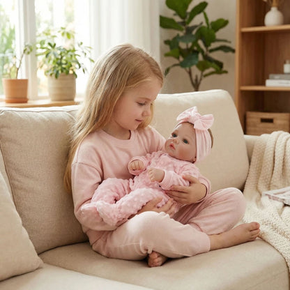 18 Zoll blauäugiges Reborn Babypuppen Mädchen in rosa Kleidung-Meadow