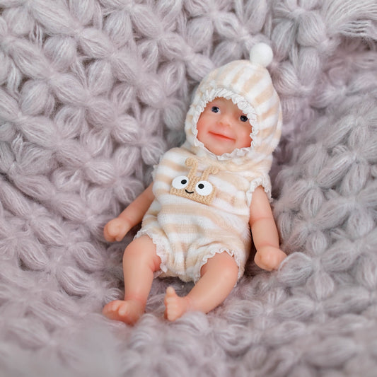 6 Zoll Mini-Silikon-Reborn-Puppe Mädchen mit offenen Augen - Sebastian