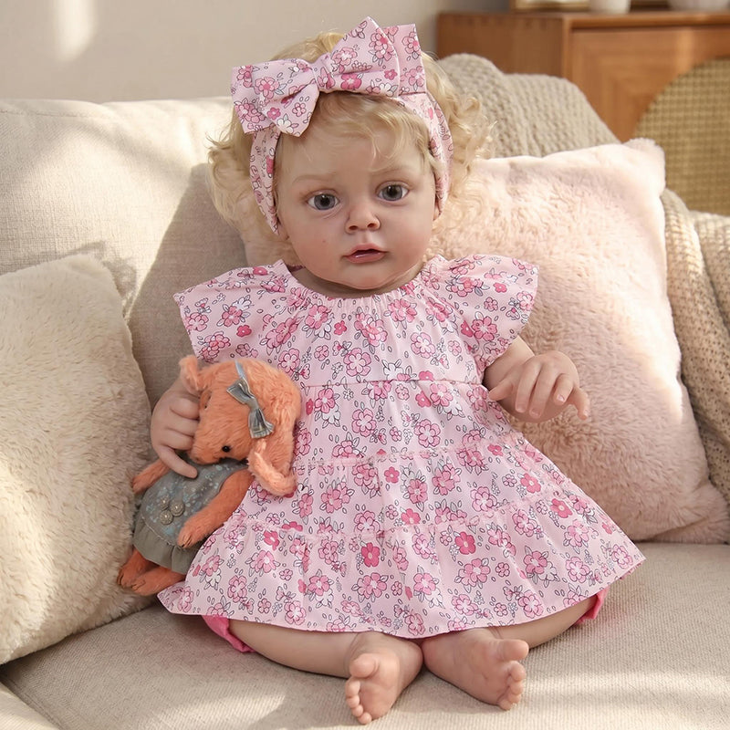 19 Zoll blonde Chloe Reborn Puppe im Blumenkleid