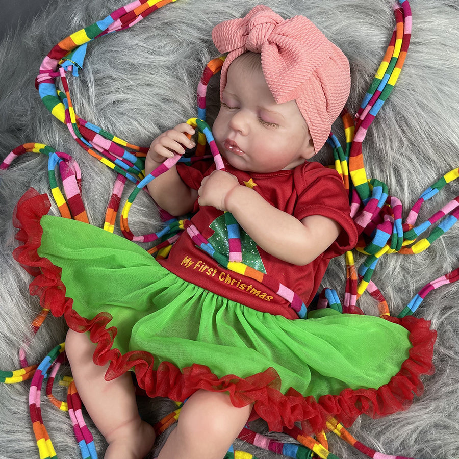 20 Zoll Reborn Puppen im schlafenden Mädchenstil mit Weihnachtskleidung - Loulou