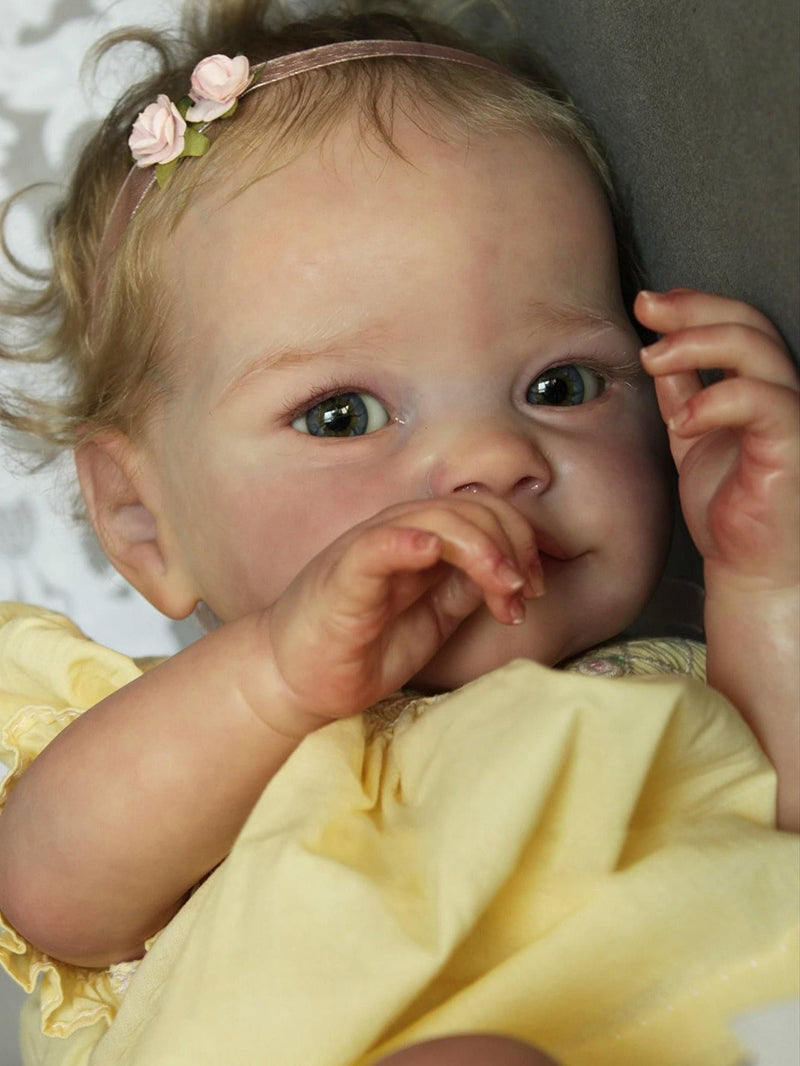 24 Zoll Darcy Augen auf lebensechte Reborn Puppe mit Haaren