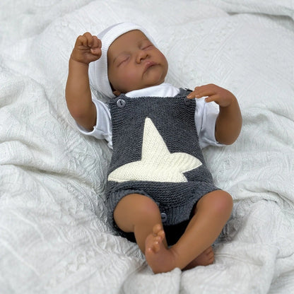 45cm Perry Geschlossene Augen Dunkle Haut Weichen Körper Reborn Babypuppe Levi