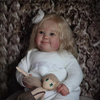 Leila 60 cm offene Augen blondes Haar Reborn Puppe - June Awake
