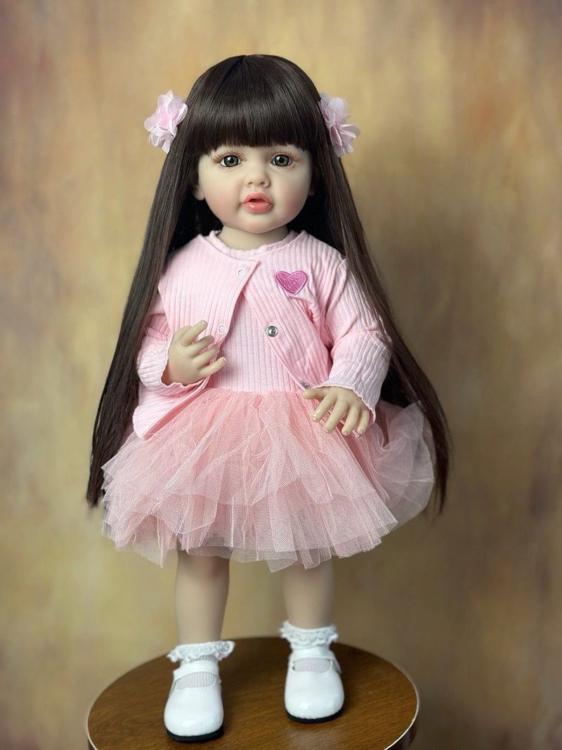 22 Zoll langes Haar Reborn Puppe Mädchen im rosa Kleid-Betty